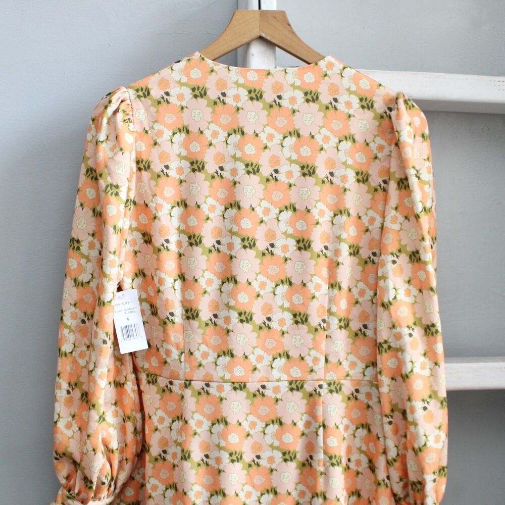ALEXIA ADMOR Arya Button-front Wrap Dress In Summer Floral Cream Size 8 NWT - Picture 5 of 10
